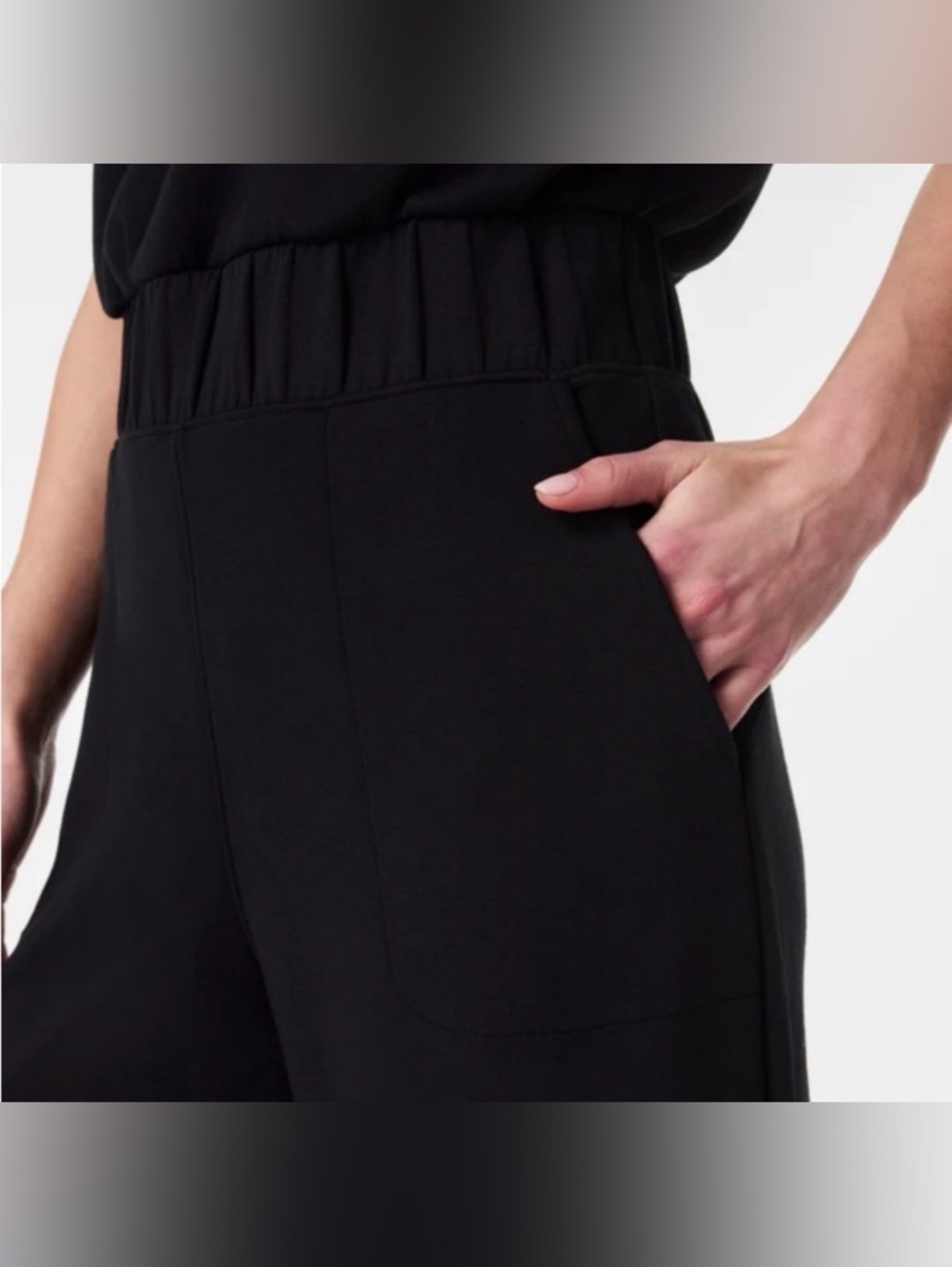 SPANX AirEssentials Cropped Wide Leg Jumpsuit - Black in XL NWT - Picture 2 of 7